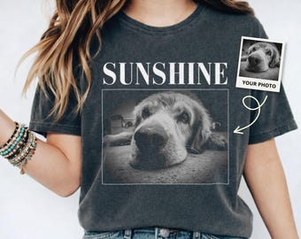 Custom Pet Photo Vintage Shirt, Comfort Colors® TShirt, Personalised Dog Cat Portrait Picture Shirt, Dog Cat Mom Lover, Pet Loss Gifts