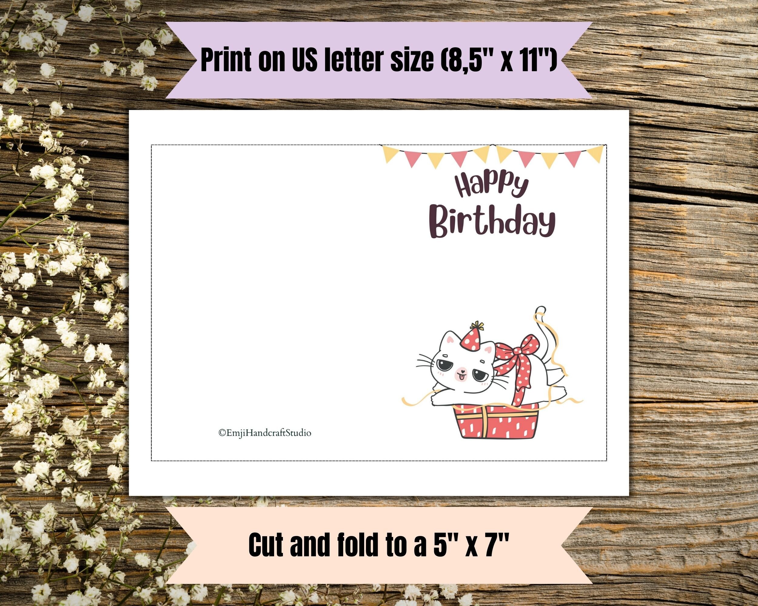 Cute Cat Birthday Card Happy Birthday Card Digital - Etsy Australia