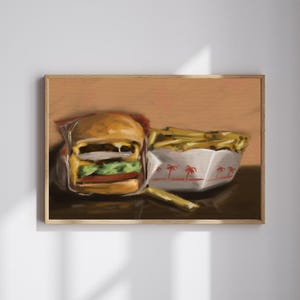 Canvas Painting, In-N-Out Double Double with Fries, Wall Art, Painting Print, Realistic Painting, Gift, Funny Art, Original Design