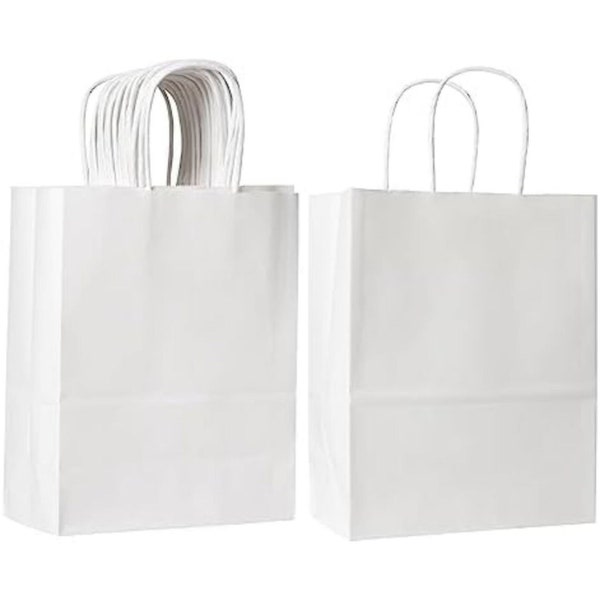 Prime Line Packaging White color Kraft Paper Bags with Handles for Shopping and Gifting on All Occasions available in Bulk