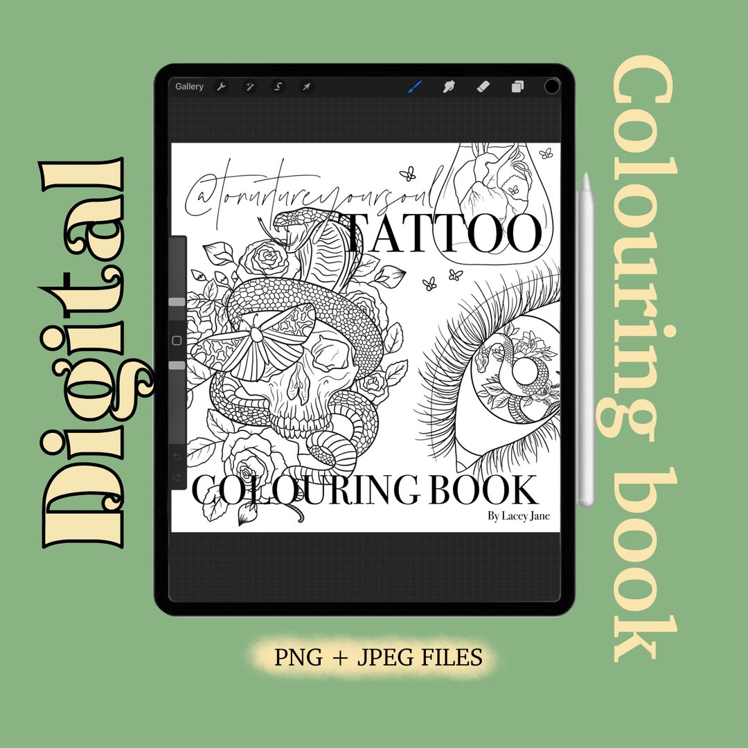 Digital Colouring Book Tattoo Designs Etsy