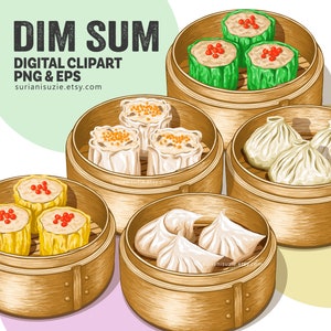 Dim Sum Clipart, Chinese Food, DimSum, Dumpling, Siu Mai, Siew Mai, EPS, PNG, Vector Graphic, Clip Art, Hand Drawn, Small Commercial Use