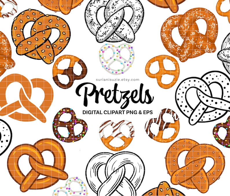 Pretzels Clipart, PNG, EPS Vector Graphics for Commercial Use Etsy