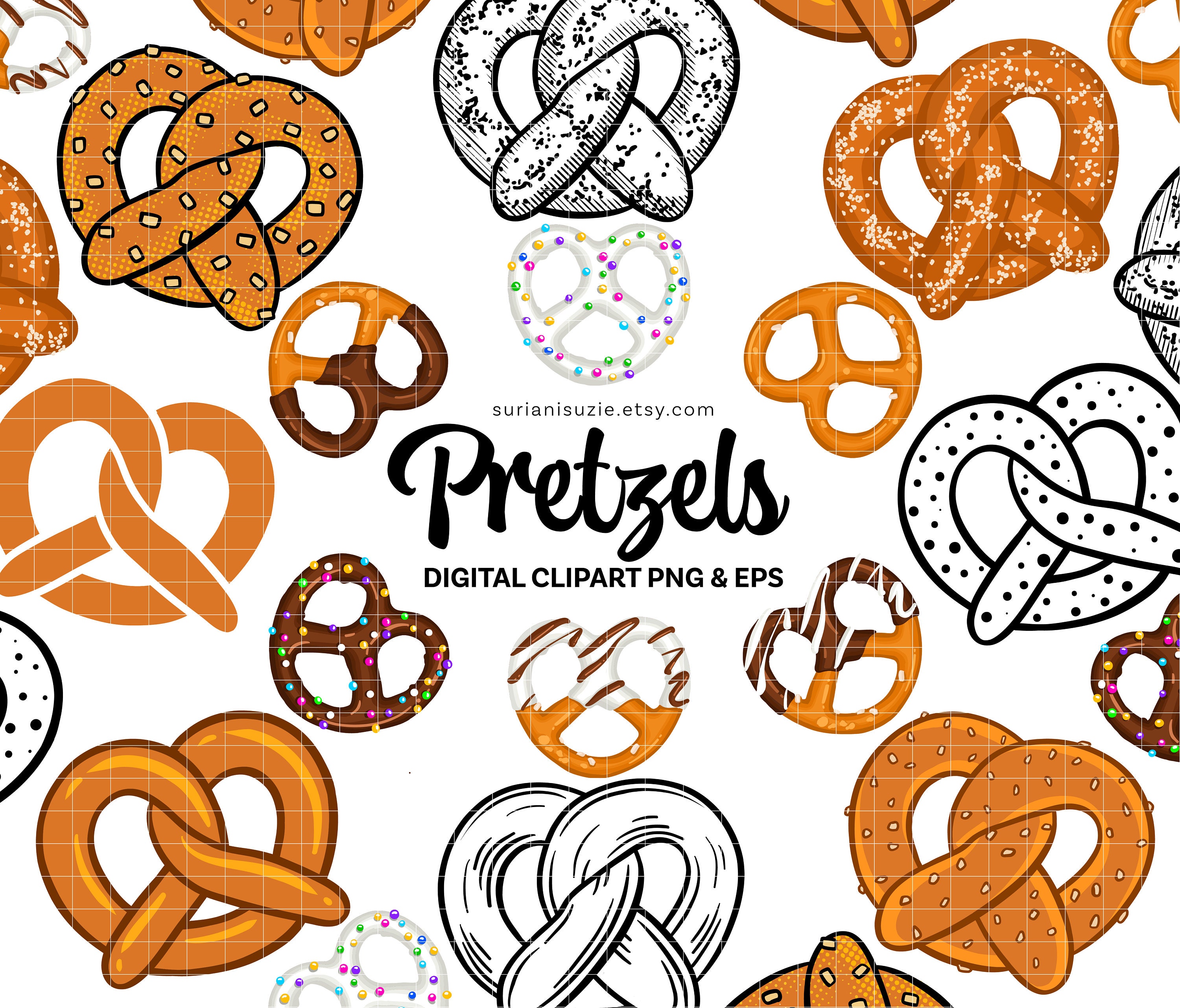 Pretzels Clipart PNG and EPS, Biscuits Bites Clip Art, Sweet Salty ...