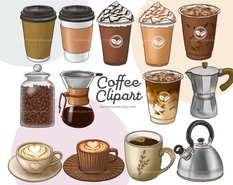 Coffee Clipart PNG: Hand-Drawn Drink Illustration Bundle (Commercial Use)