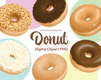 Donut Clipart PNG, Sweet Bites Clip Art, Bakery Cliparts, Cakes Baking, Kitchen Baker, Bakery Hand Drawn Graphics, Commercial Use