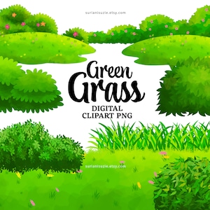 Puede incluir: Conjunto de clipart digital de hierba y arbustos verdes. El conjunto incluye una variedad de formas y tamaños de hierba y arbustos, perfecto para agregar un toque de naturaleza a tus diseños.
