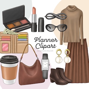Fashion Girl Clipart PNG: Hand-Drawn Planner Stickers (Digital Download)