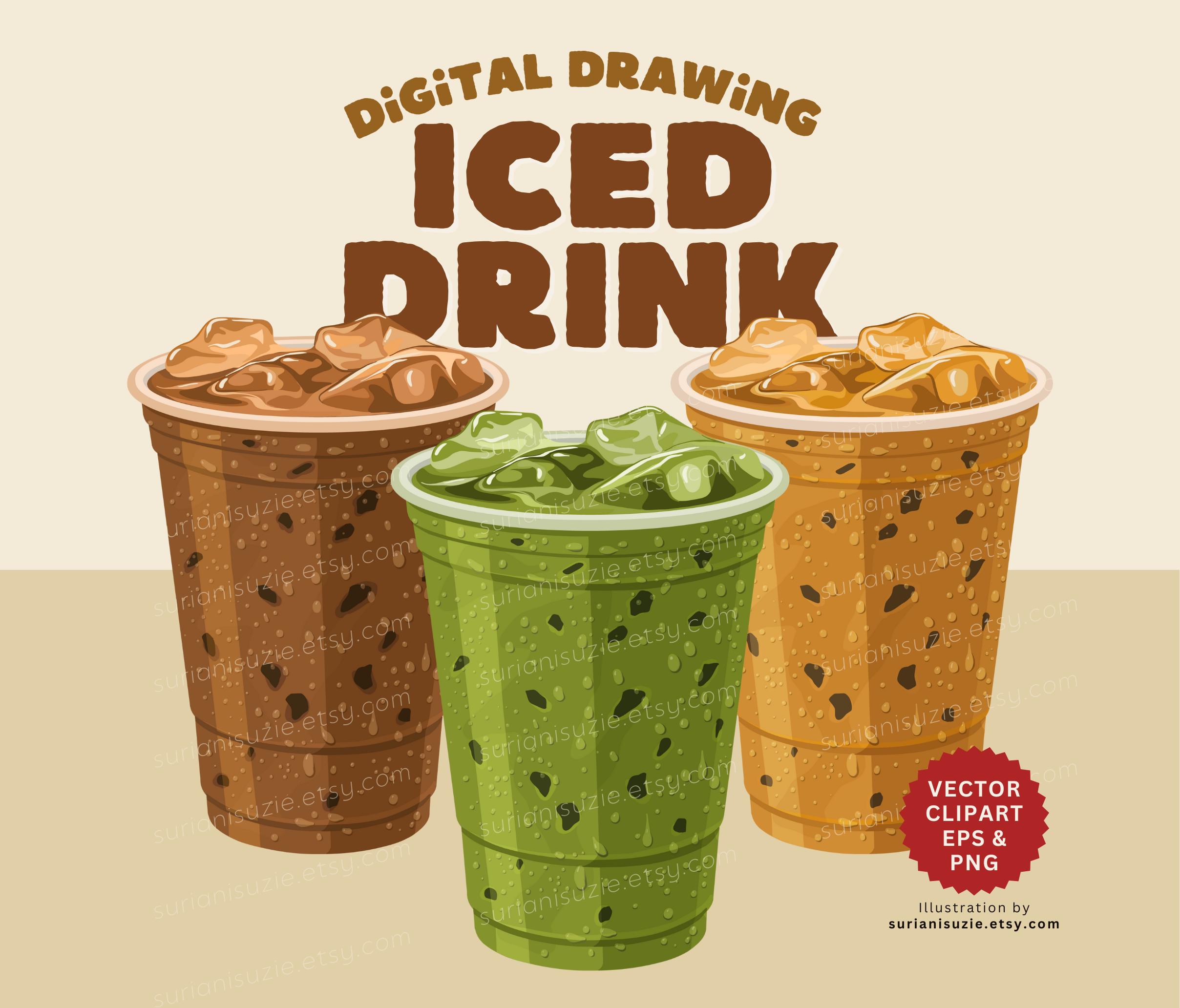 Iced Drinks Digital Illustration | Summer | Hipster Cafe Shop I Tea and ...