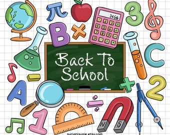 Back To School Clipart: Hand-Drawn School Supplies (PNG, EPS)