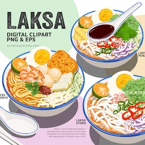 Laksa Clipart: Malaysische Küche (PNG, EPS)