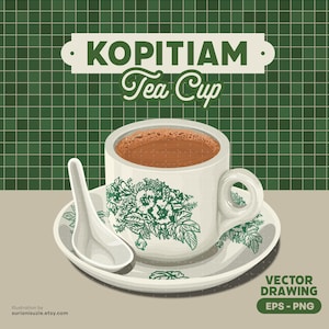 Kopitiam Tea Cup Clipart – Malaysian Food Art