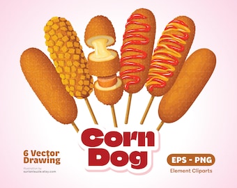 Illustrazione vettoriale di Corn Dog, Clipart di cibo da fiera (download digitale)