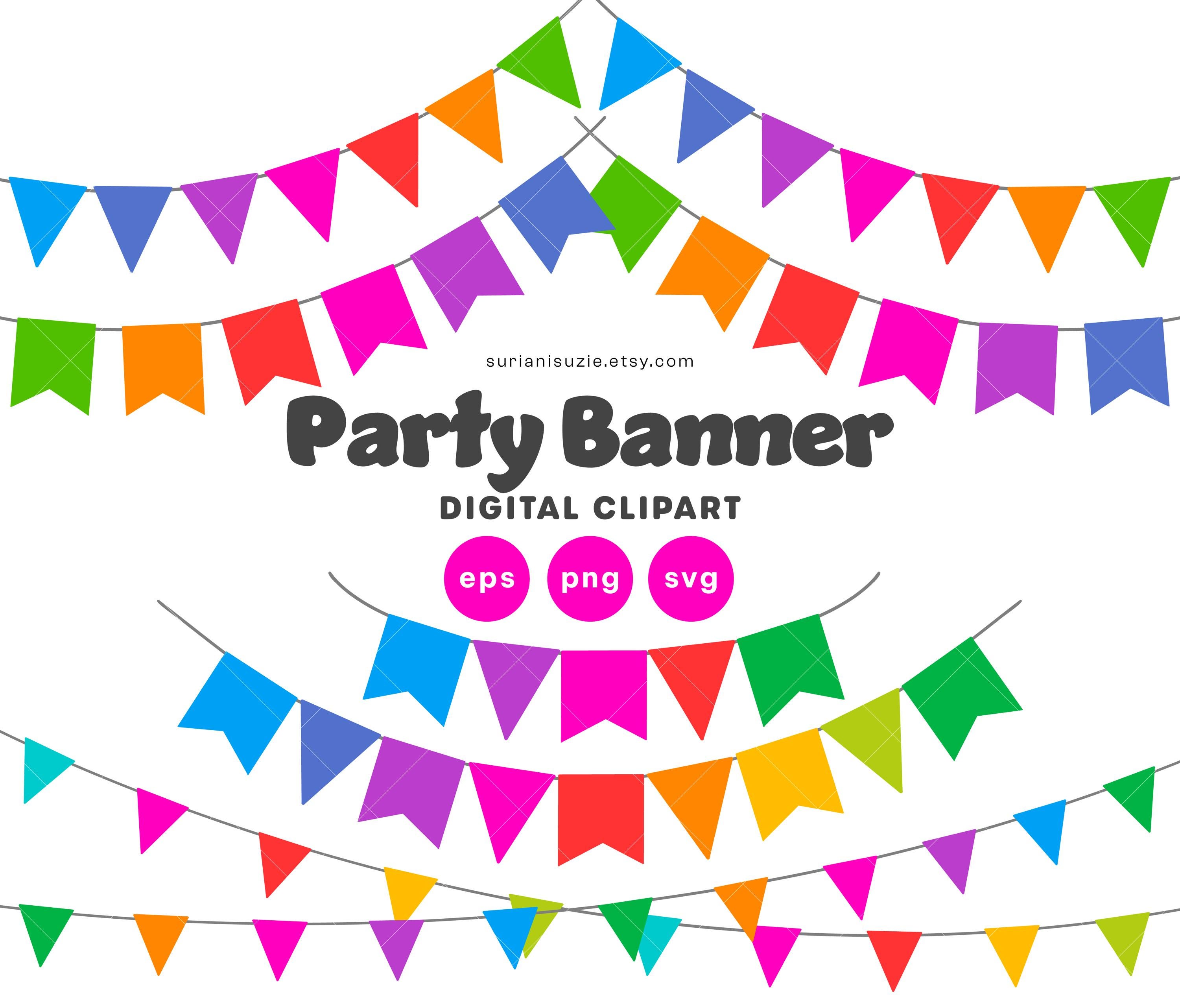 Party Banner Clipart: Hand-drawn Vector Graphics (digital Download) - Etsy