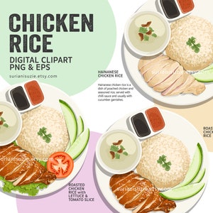 Chicken Rice Clipart: Malaysian & Singaporean Food Graphics (PNG, EPS)