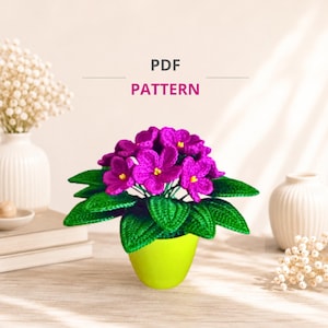 Crochet African Violet Flower PDF Pattern | Plant Lover Gift Idea | Crochet Home Decor | Instant Download | Step-by-Step PDF Guide