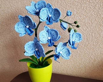 Crochet Orchid Plant Handmade Crochet Orchid Home Decoration Orchid Home Desk Decor Orchid Crocheted Flower Handmade Gift Idea for Her