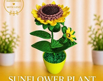Gehaakte zonnebloemplant: handgemaakt botanisch interieur
