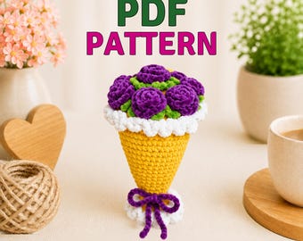 Crochet Flower Bouquet Pattern | Easy PDF Pattern For Beginner | Plush Roses