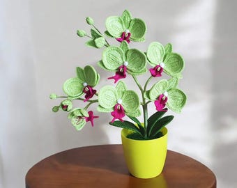 Crochet Orchid Plant Handmade Crochet Orchid Home Decoration Orchid Home Desk Decor Orchid Crocheted Flower Handmade Gift Idea for Her