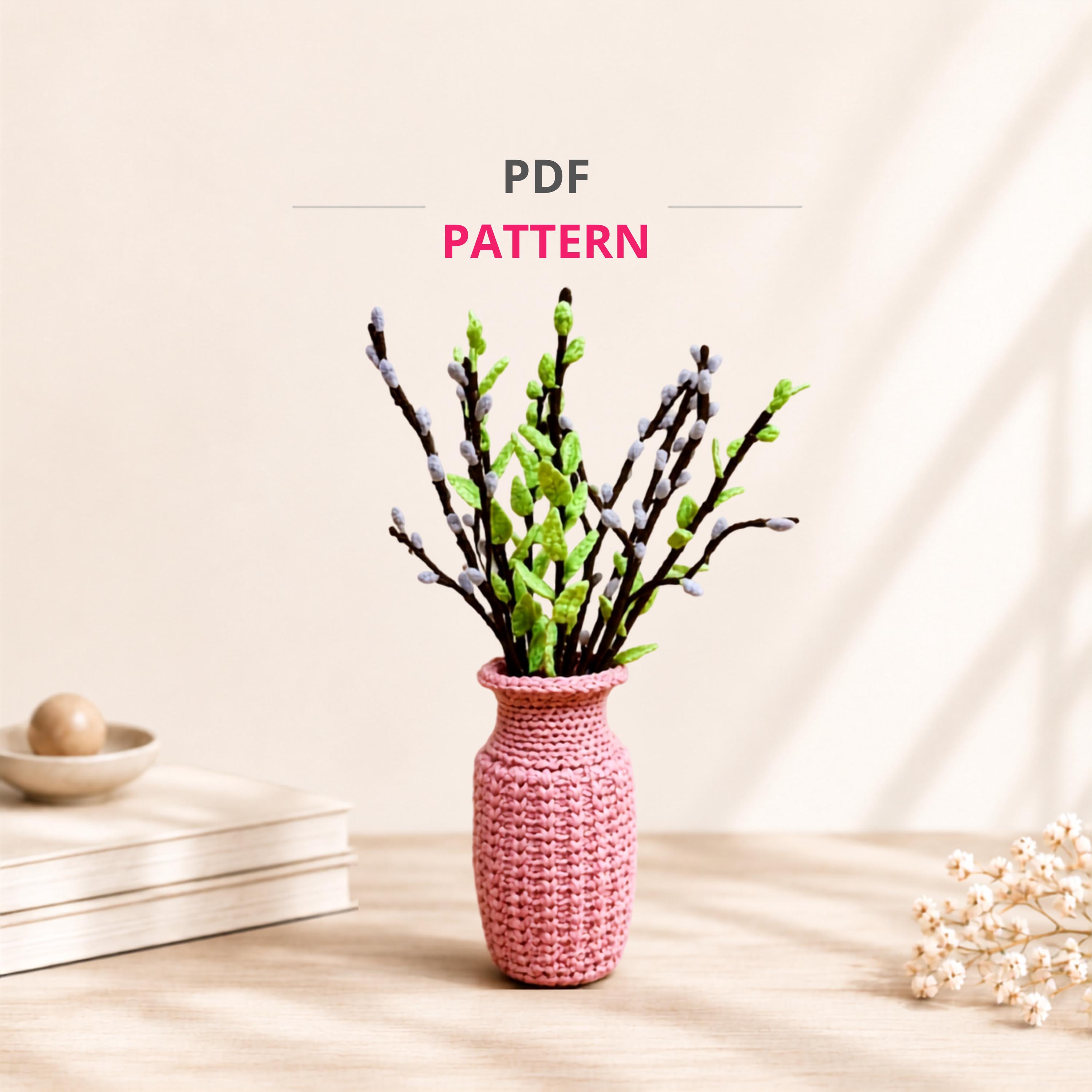 30 Amazing and Stylish Crochet Ideas for the Home 32 Crochet Vase with Spring Twigs Pattern