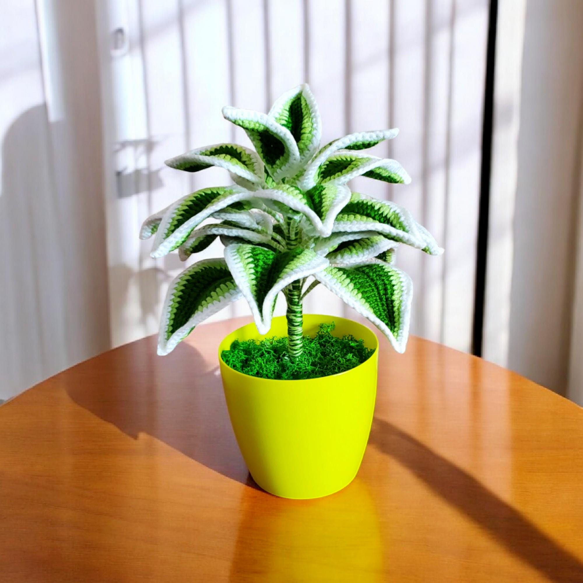 Crochet Handmade Plant Crochet Botanical Tropical Plant Home Decoration Home Desk Office Decor Crocheted Flower Handmade Gift Idea For Her