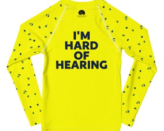 Kids Rash Guard- Neon Yellow "I'm Hard of Hearing"