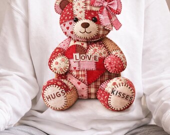 Sudadera de osito de peluche de San Valentín, sudadera con corazón, suéter de oso lindo, atuendo para San Valentín, sudadera con capucha de oso acogedor