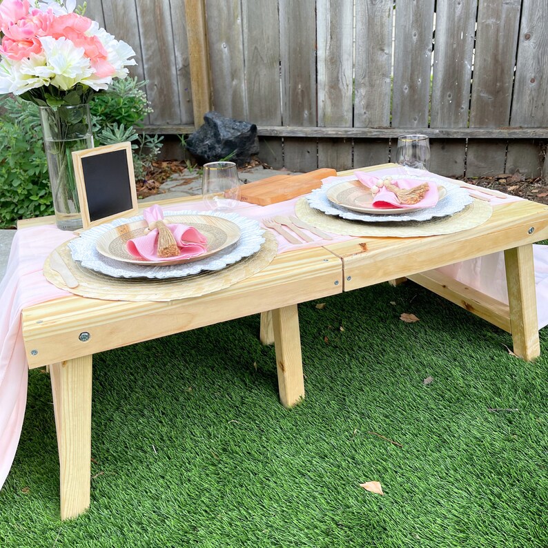 Boho Picnic Table Foldable Wooden Picnic Table for Two Folding Picnic