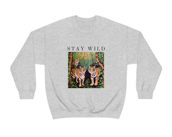 Sudadera de tigre / Sudadera de tigre para amante de los animales Camisa Stay wild Camisa de cara de tigre Regalo de amante de tigre Camiseta de tigre