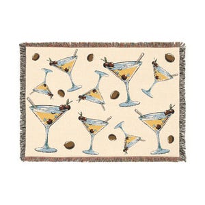 Dirty Martini Vintage Style Woven Blanket | Dirty Martini Blanket Martini Present Dirty Martini gift for women vintage dirty martini lover