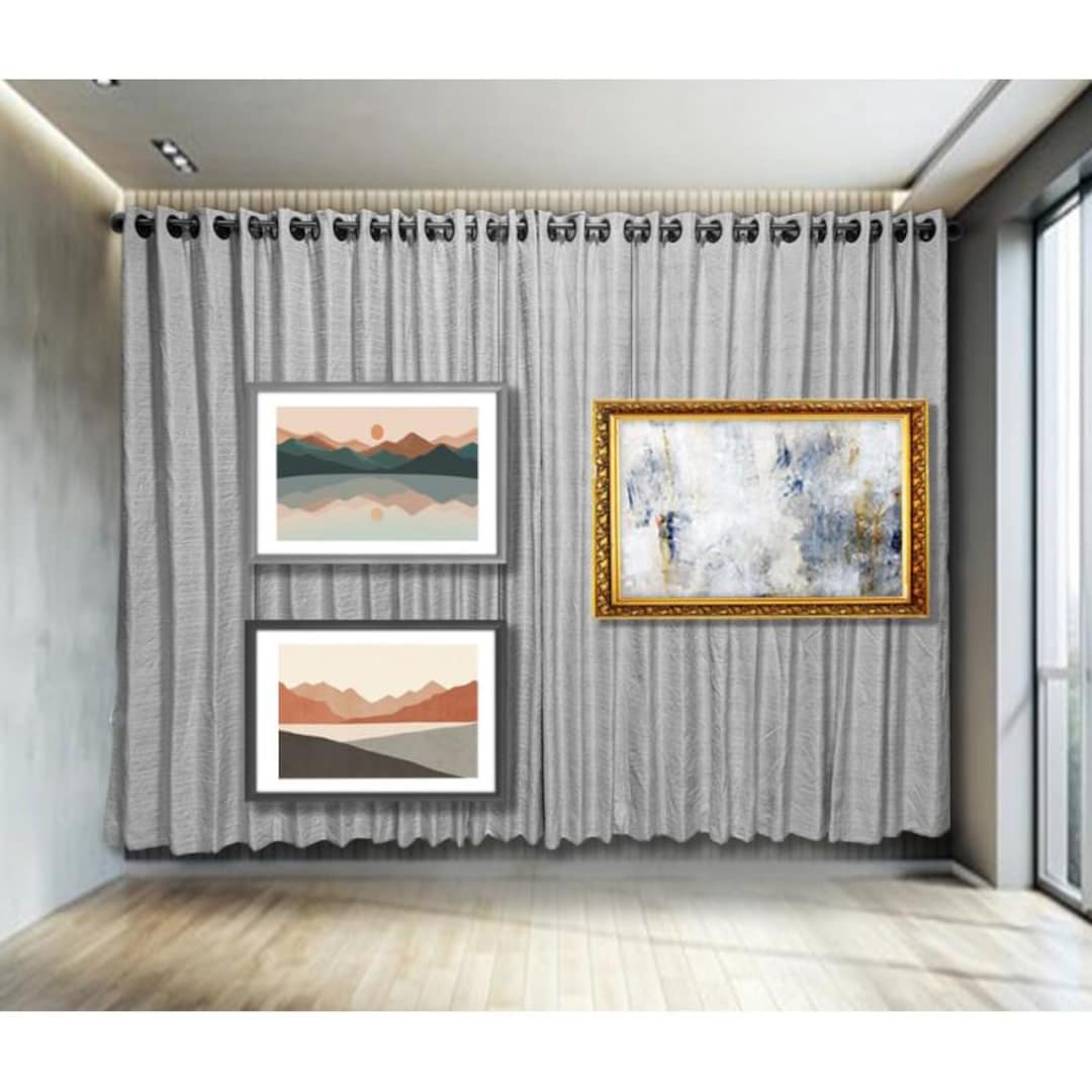 カーテンレール用絵画吊り下げキット：傷つけないスチールケーブル