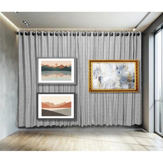 カーテンレール用絵画吊り下げキット：傷つけないスチールケーブル