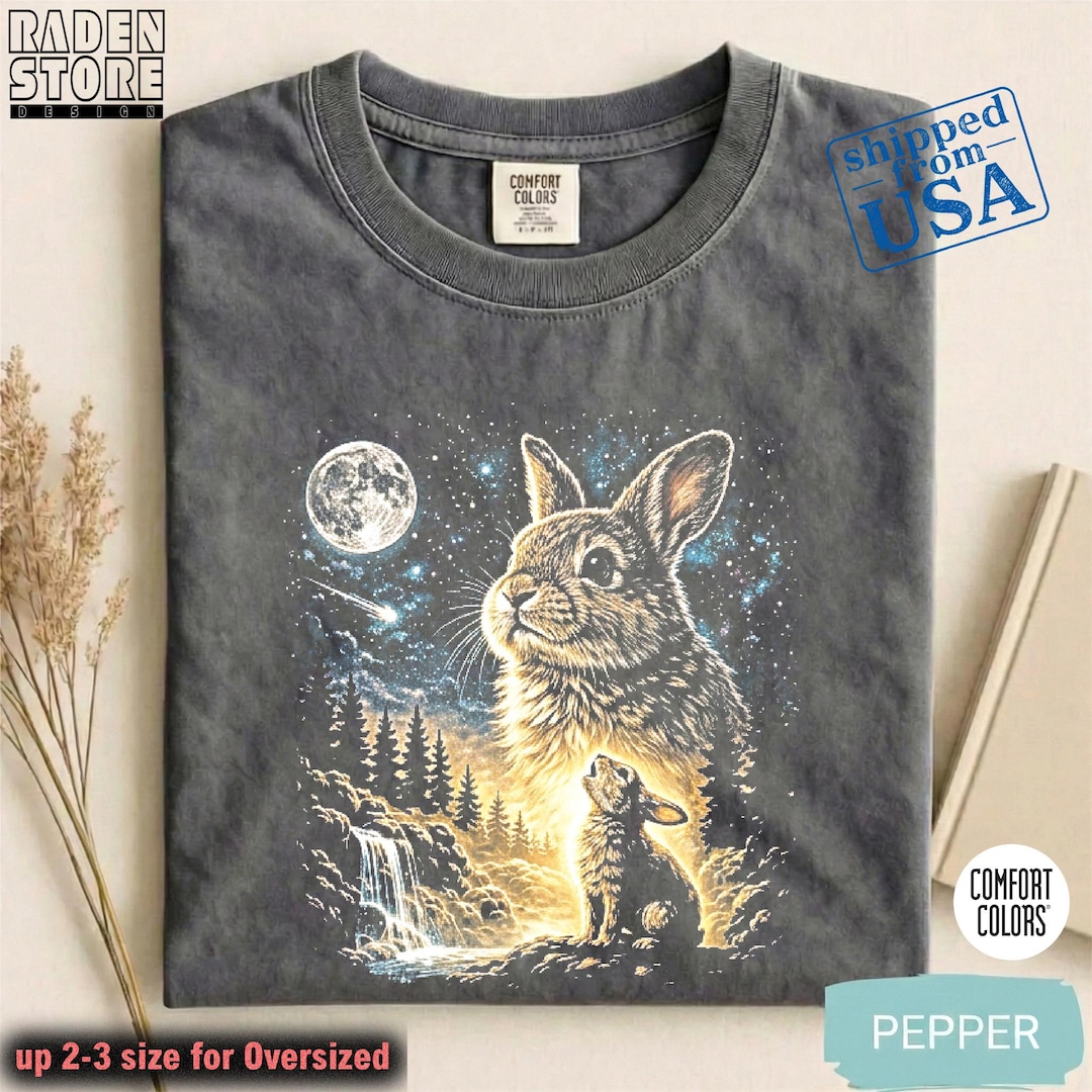 Howling Rabbit Shirt Bunny Howling to the Moon Vintage Comfort Colors® 1717 Shirt, Silly ...