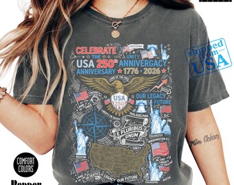 USA 250 Anniversary Graphic Tee, Independence Day Sweatshirt, 4th of July Unisex Shirt, Patriotic, Nationalist, Liberty Statue Tee