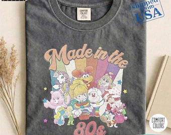 Cartoon Nostalgia Comfort Colors® Shirt, Made in the 80s Shirt, Vintage 80s Y2K Tee, 80s Party Rainbow Tee, Birthday Gift For Her
