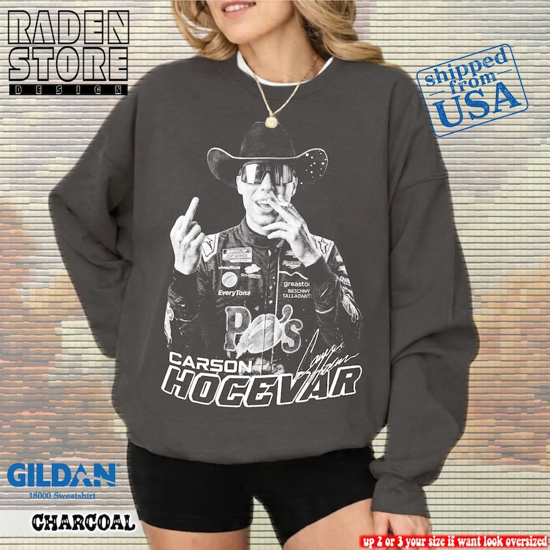 Funny Carson Hocevar Cowboy Graphic Tee, Unisex Sweatshirt, Comfort Colors Unisex Shirt image 11