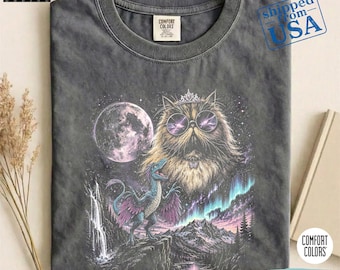 Vintage Princess Donut Cat Comfort Colors® Shirt, Dungeon Crawler Carl Merch, Aesthetic Bookish Clothing, Geeky Cat Mom Gift