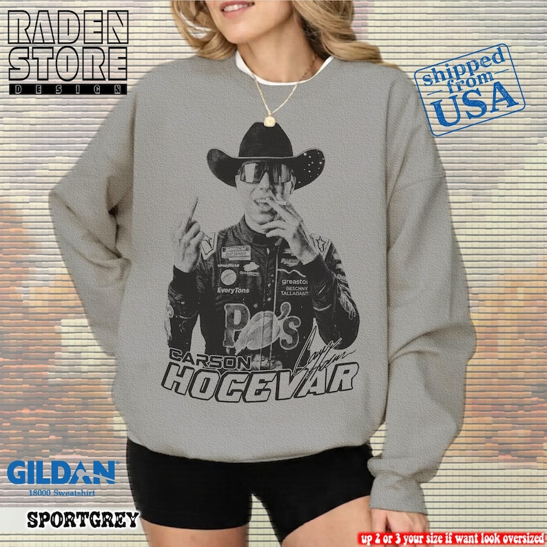 Funny Carson Hocevar Cowboy Graphic Tee, Unisex Sweatshirt, Comfort Colors Unisex Shirt image 10