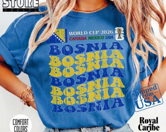 Comfort Colors® Bosnia Soccer Shirt, Bosnia Football Fan Tee, Vintage Bosnia Sports Shirt, World Cup Fan Gift, Retro Game Day Outfit