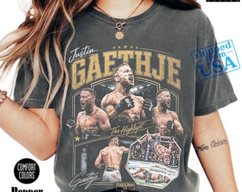 Justin Gaethje Vintage Shirt American Fighter Tshirt Jiu Jitsu Retro Champions Fans Sweatshirt Limited Classic Graphic Tee Sport Gift