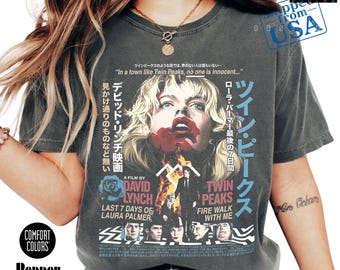 Twin Peaks Fire Walk With Me Japanese Aesthetic Movie Poster Style Shirt, Comfort Colors David Lynch Tee, Laura Palmer Retro 90s Movie Shirt