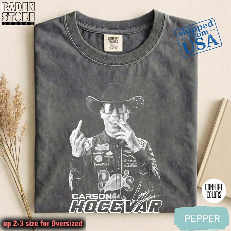 Funny Carson Hocevar Cowboy Graphic Tee, Unisex Sweatshirt, Comfort Colors Unisex Shirt image 3