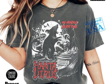 Vintage Hanta Virus Graphic Tee, MV Hondius Death Tour Comfort Colors Shirt, Retro 90s Metal Style Sweatshirt, Edgy Grunge Unisex Tee