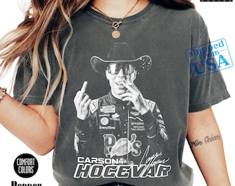 Camiseta divertida com estampa de cowboy Carson Hocevar, moletom unissex, camiseta unissex Comfort Colors