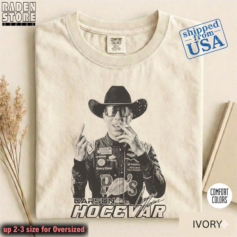 Funny Carson Hocevar Cowboy Graphic Tee, Unisex Sweatshirt, Comfort Colors Unisex Shirt image 4