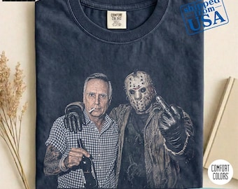 Funny Victor Miller Middle Finger Comfort Colors® Shirt, Vintage Friday The 13th Shirt, Jason Voorhees Graphic Tee, Horror Movie Fan Gift