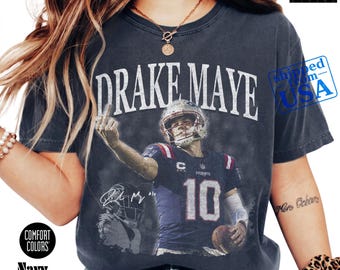 Vintage Drake Maye Shirt, New England Football Graphic Tee, Bootleg Funny Sports Apparel, QB 10 Retro Game Day, Fan Gift Sweatshirt