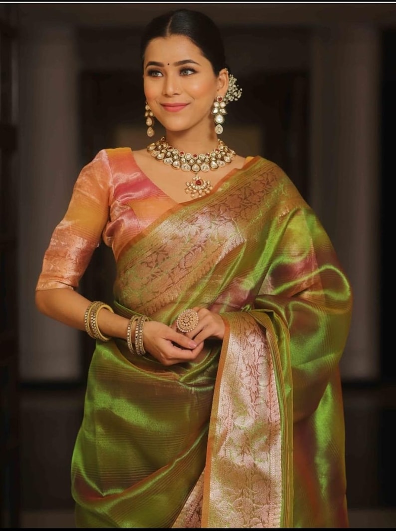 Woven Heavy Designer Banarasi Tissue Silk Mustard Ethnic Ceremonial Saree main image 1
