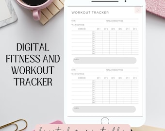 Digitale fitness workoutplanner, digitale workouttracker, afdrukbaar trainingslogboek, afdrukbare fitnessplanner